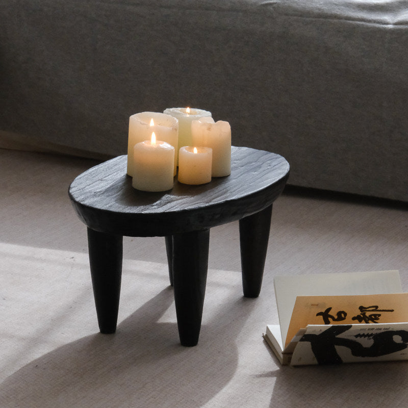 silenceafterrain - Black Solid Wood Low Table – Wabi-Sabi Accent Piece