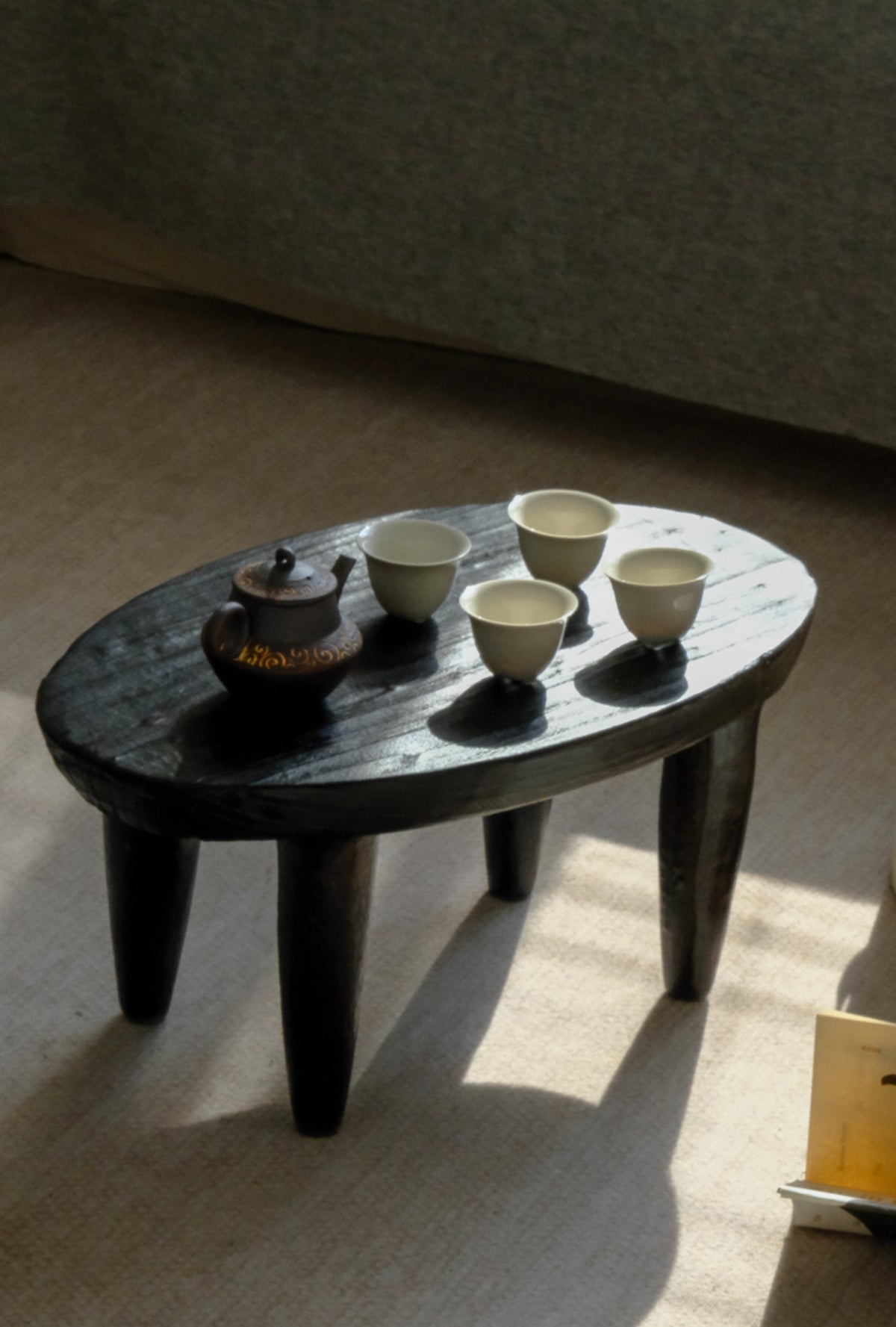 silenceafterrain - Black Solid Wood Low Table – Wabi-Sabi Accent Piece