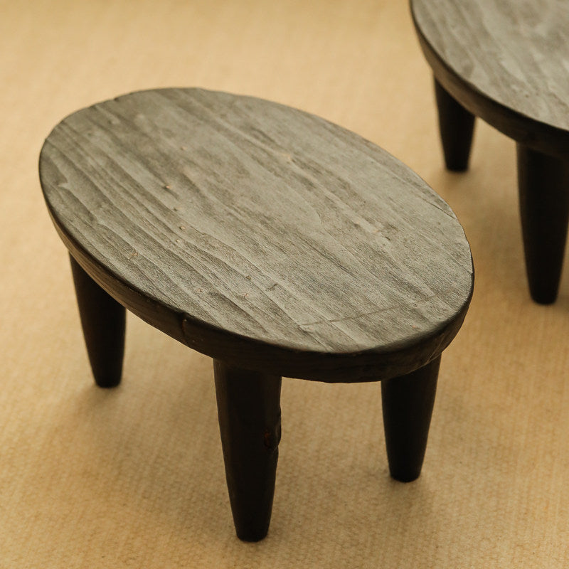 silenceafterrain - Black Solid Wood Low Table – Wabi-Sabi Accent Piece